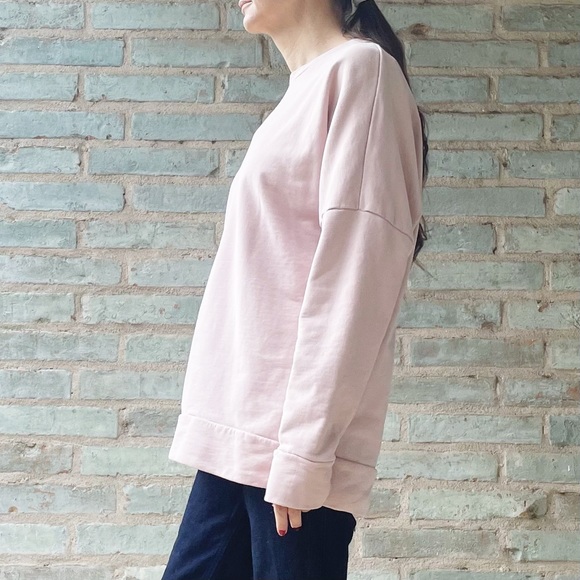 COS Pink Sweatshirt Dusty Rose Oversized Crew Neck Drop Sleeve Sweater - Picture 3 of 14